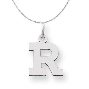 Silver, Amanda Collection Small Block Style Initial R Necklace - 24 In